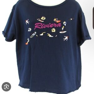 Blue riveria top from Maeve. Short sleeved blue top